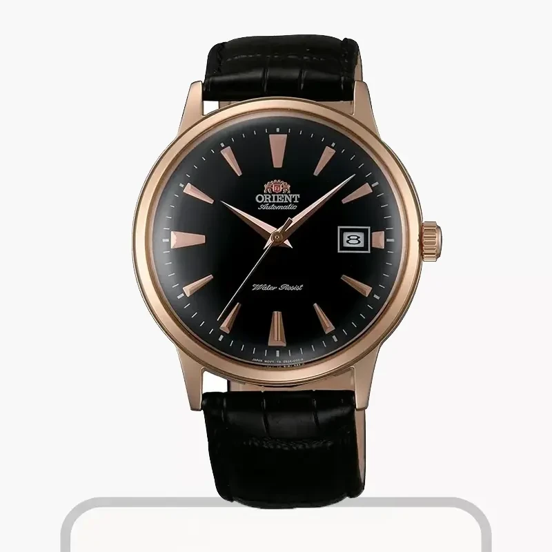 Orient Bambino Version II Black Dial Leather Men's Watch- FAC00001B0
